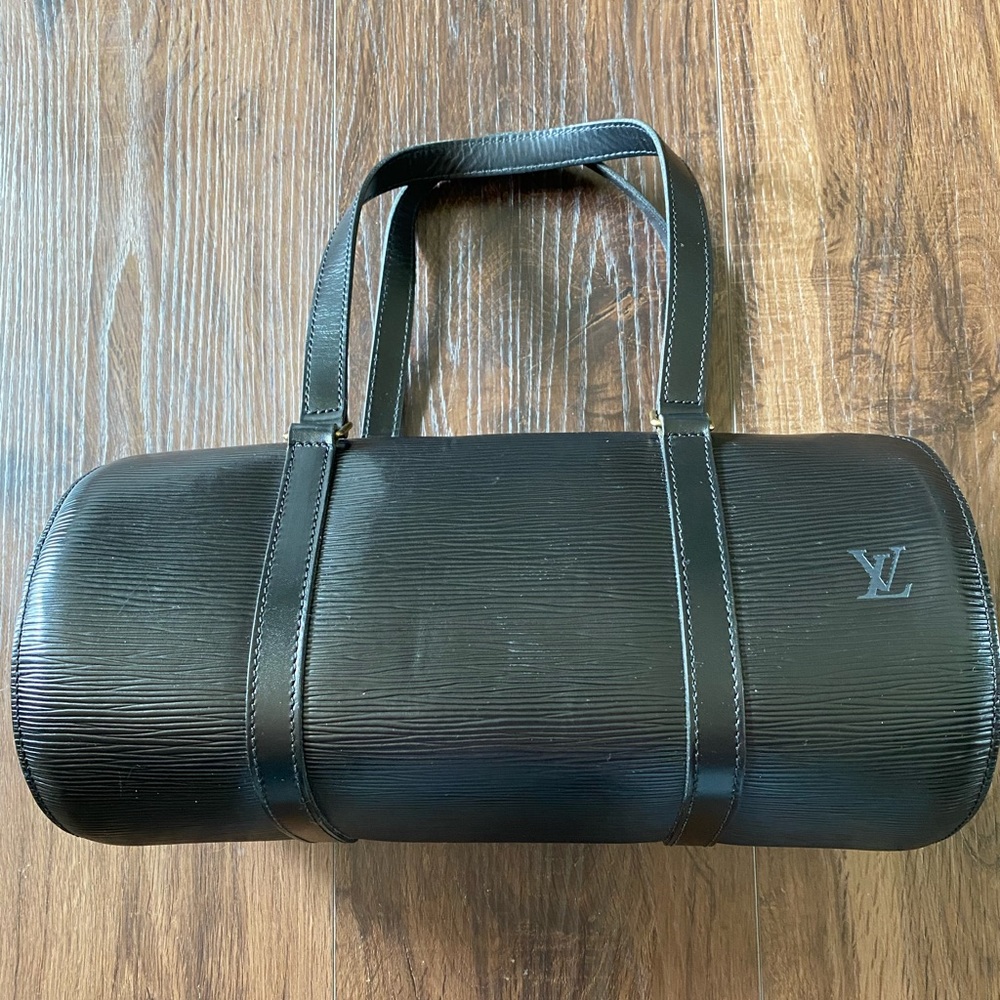 LV Soufflot Paris In Epi Black Leather Satchel